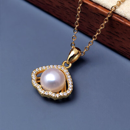 Authentic Pearl Pendant Earrings Set Affordable High-Light Freshwater Pearl Necklace S925 Silver Exquisite Stud Earrings 78mm Silver Style Pendant + S925 Silver Chain