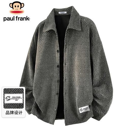 Paul Frank Jacket Men's Autumn and Winter American Jacket Men's Loose Casual Cardigan Top Men's Dark Gray XL