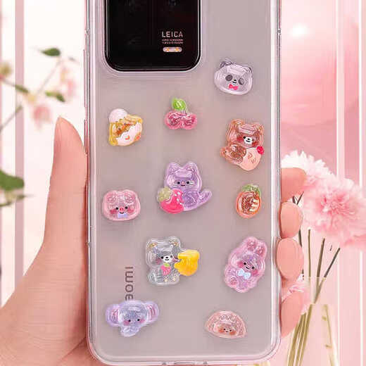
3D three-dimensional relief children's sticker girl nail art landscaping crystal cute cartoon DIY hand account mobile phone case transparent beans self-adhesive waterproof sticker decoration