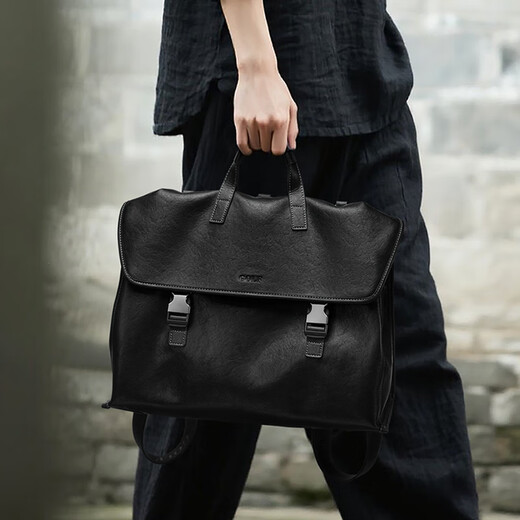 Golf (GOLF) business briefcase men's soft leather 14-inch laptop bag multi-functional one-shoulder cross-body backpack