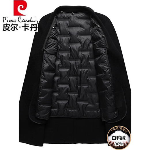 Pierre Cardin high-end double-sided woolen coat men's medium-length down gallbladder wool suit jacket casual sheep | plush woolen style 15X05 dark gray double-sided woolen coat XL suitable for 130-150Jin Jin equals 0.5 kg