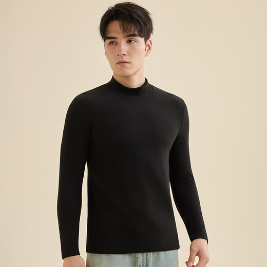 Free style half turtleneck bottoming shirt men's t-shirt camellia oil moisturizing goose down antibacterial German velvet brushed slim long-sleeved thermal underwear