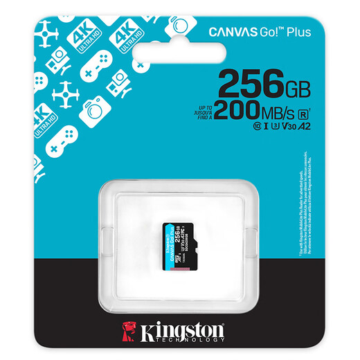 Kingston microSD CANVAS GO Plus memory card compatible with DJI pocket3 action4 5Pro 256GB