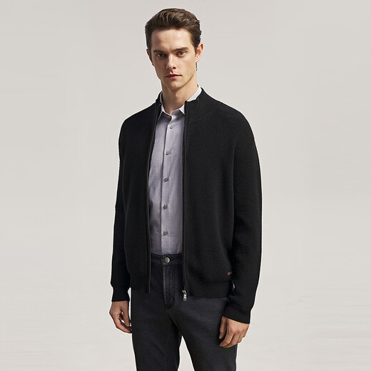 雅戈尔（YOUNGOR）毛衫男士秋冬青年男毛衫拉链开衫羊毛衫羊毛混纺面料2色合款 黑色VWHW619967ALA M 100c