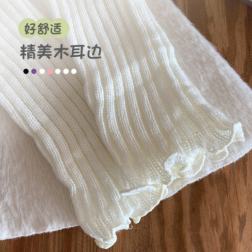 Cotton knitted socks for girls in spring and autumn pile socks stockings Lolita wool Jk socks autumn and winter warm leg warmers purple 1 pair one size fits all recommended 3-12 years old flat lay about 30CM