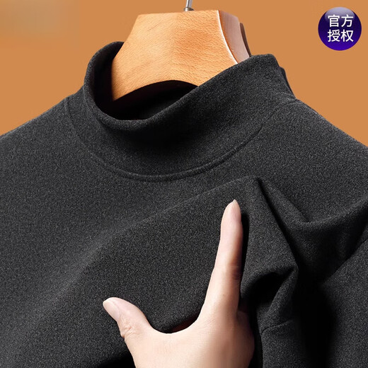 Pierre cardin double-sided German velvet long-sleeved T-shirt for men 2025 autumn and winter inner warm top half turtleneck base shirt sweater 9901 foglan M 16590-120Jin [Jin equals 0.5 kg]