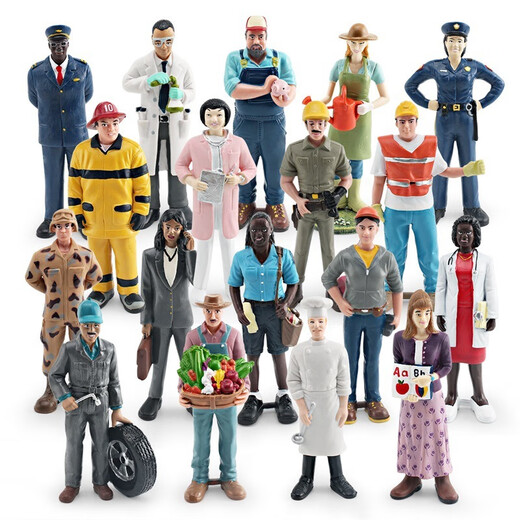 Doll model doctor, nurse teacher, chef security garden fruit farmers electrician ornaments landscaping simulation T15868 58g in all walks of life