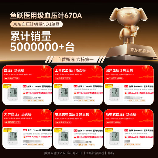 Yuwell's best-selling medical high-precision electronic sphygmomanometer 670A blood pressure measuring instrument for the elderly at home