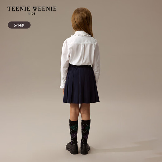Teenie Weenie Kids 25 autumn and winter new girls cotton ruffled doll collar shirt off-white 130cm