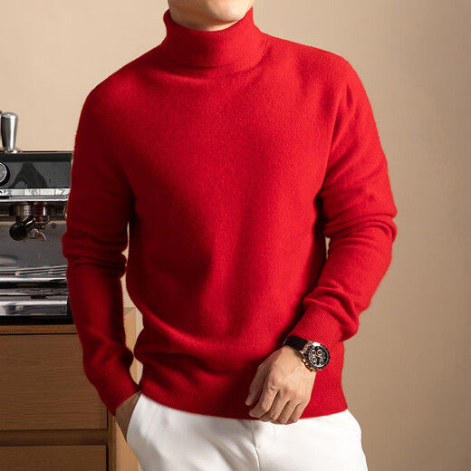 Wirpta high-end brand young men's sweater autumn and winter new fashion casual high collar solid color brushed loose long-sleeved knitted apricot (ready in stock) M 165 (suitable for 90-110 Jin Jin equals 0.5 kg)