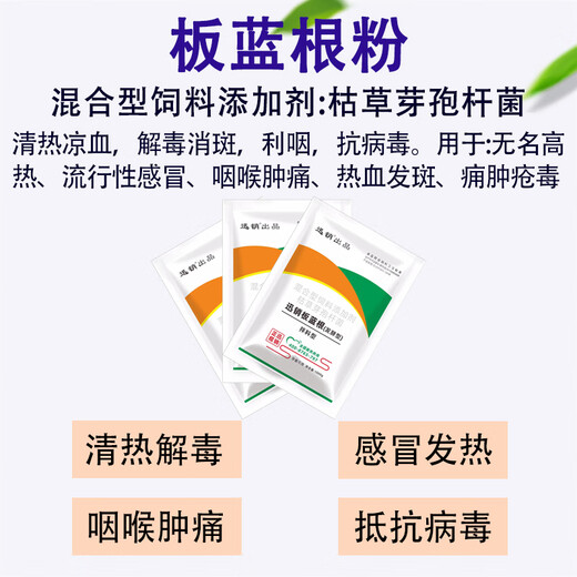 迅销兽用板蓝根粉散末猪牛羊用中药饲料添加剂鸡鸭禽畜感冒清热抗病毒 1袋2斤【纯中药制剂#无赠送】