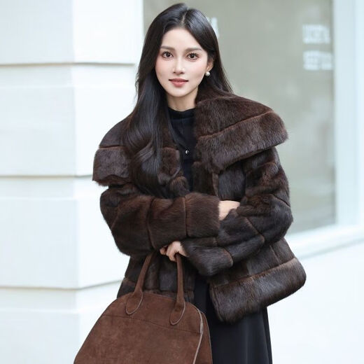 Gu Bing Rex Rabbit Fur Short Jacket for Women Navy Collar Design Temperament Socialite Winter New Product Simple and Trendy Brown M Recommended Weight 90/110 Jin Jin is equal to 0.5 kg