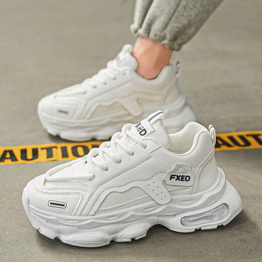 OLJ light luxury high-end brand men's shoes for summer new breathable men's versatile thick-soled sneakers men's casual dad shoes L9909 white [upgrade version] 40