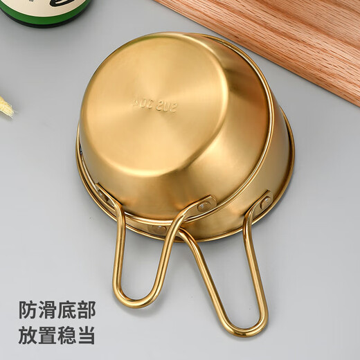 304 stainless steel Korean rice wine bowl, rice bowl, rice wine bowl with handle, special hot and cold wine bowl for restaurants, cooking bowl 304 rice wine bowl - with single handle - gold 12CM