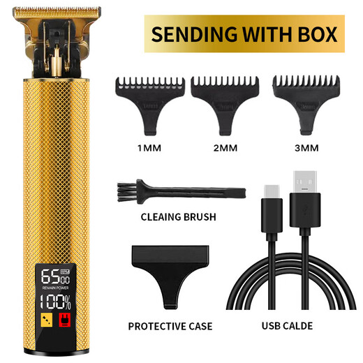 Skingcond German men's private shaver trimming shaver men's and women's shaving razor universal shaving razor large screen digital display + metal body gold straight flush