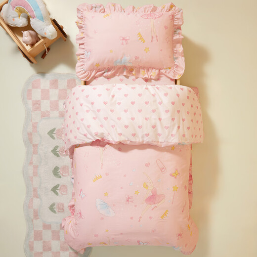 Luolaikids (Luolaikids) Kindergarten drei/vierteilige Pure Cotton Girls Cartoon Bettwäsche Vollte Baumwollbettblatt Quilt Cover 120*150 cm