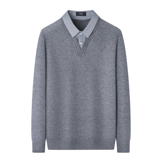 Shanshan (FIRS) wool-containing autumn and winter men's sweater fake two-piece shirt collar business casual blended thickened warm sweater