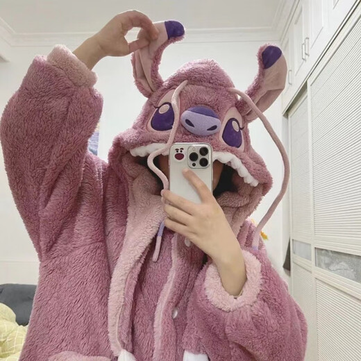 Sweet Fish Stitch Pajamas Autumn and Winter Thickened Flannel Cartoon Hooded Couple Pajamas Outerwear Home Clothes Set Gray Shark Pajamas Thickened M 2XL Recommended 175c180Jin Jin is equal to 0.5kg within