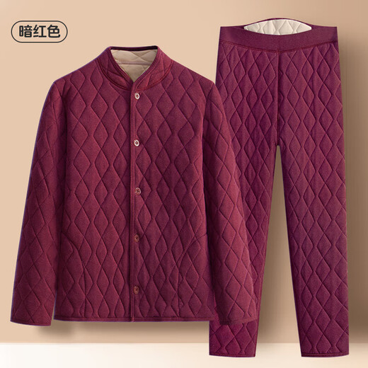 Middle-aged and elderly women's cotton-padded jackets, quilted thickened cotton-padded jackets for mothers, home warm winter coats for the elderly, burgundy suit 3XL recommended 135-150Jin Jin equals 0.5 kg