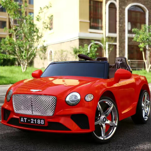 Junyu children's electric car small Bentley baby electric car four-wheeled baby car men's and women's children's car remote control human charging red + dual drive + remote control/self-driving/swing electric drive