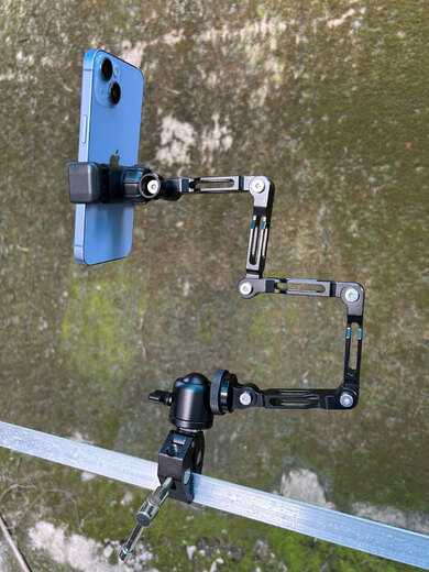 Jishujia Metal Cantilever Bracket Universal Head Aluminum Alloy Extension Rod Mobile Phone Holder Tablet iPad Clamp Crab Claw + Folding Arm Mobile Phone (Total Length 17cm)