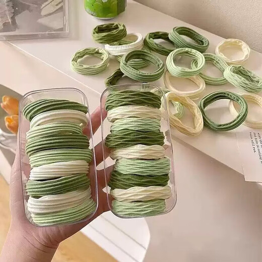 Hesiyu Seamless Matcha Green Hair Tie High Elasticity Rubber Band Hair Ins Headband Ponytail Thickened Matcha Green Mix and Match 10