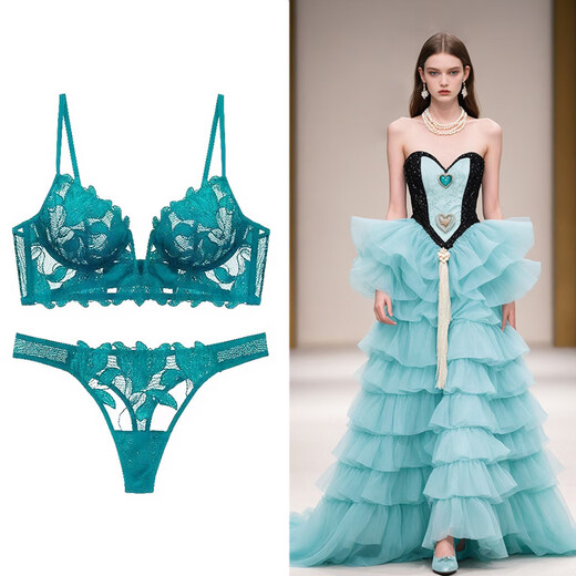 Victoria Palace Sexy Bra Set High-end Underwear Women's French Lace Bra Thin Push-Up Underwear Bra Wine Red Set 75A M/34BC Cup