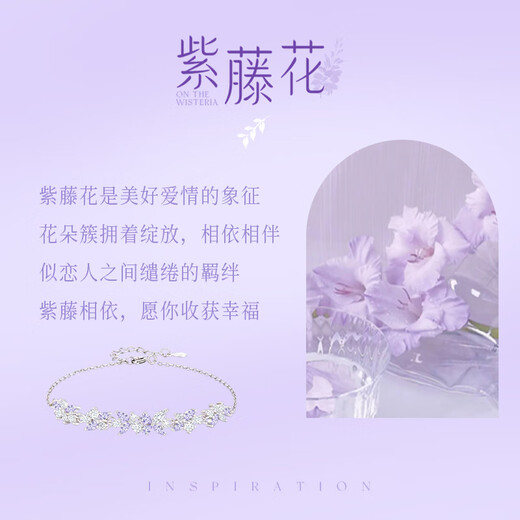 Zhen Shang Silver Chinese Gold Wisteria Silver Bracelet Girls Birthday Gift Anniversary Gift for Girlfriend Wife Best Friend High-end Niche