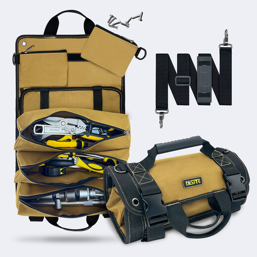 FASITE storage roll bag multi-functional thickened wear-resistant portable crossbody tool bag roll repair bag khaki
