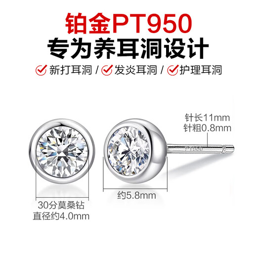 Dairuo platinum popular earrings for men PT950 new handsome moissanite diamond earrings high-grade platinum ear piercing single female single platinum earring (about 0.62g)