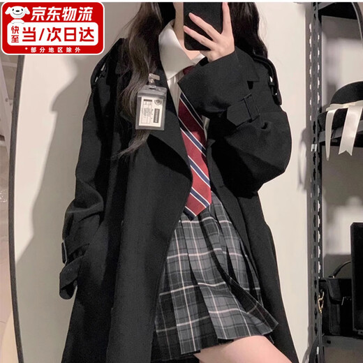 JIOESC Small Windbreaker Women's 2025 Early Autumn New Korean High-Quality British Style Medium Long Short Thin Coat Jacket Khaki Medium L (Suitable for 110-120)