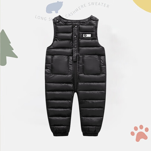 Children's down cotton overalls for boys and girls cotton pants open 1-2 years old 3 baby jumpsuit winter thickened outer wear pink 90