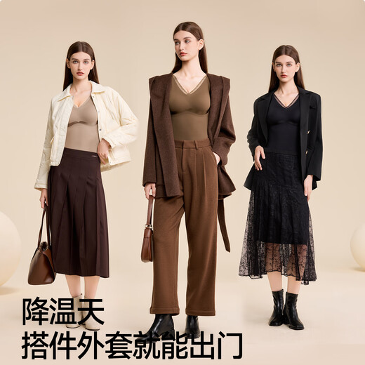 Tingmei (GRACWELL) warm shaping vest with inner brushed bra-free bottoming shirt for autumn and winter with seamless back-beautiful underwear and temperament black L