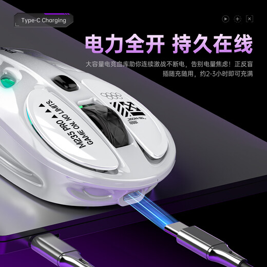 Tigercat M235pro Bluetooth wireless three-mode mouse laptop game e-sports notebook home office RGB light effect macro programming 1000HZ return rate wired mouse M235pro gray-white gradient three-mode