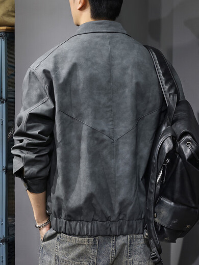 Romon 2025 Autumn Maillard Retro Leather Jacket Men's Spring and Autumn New American Casual Handsome Pilot Leather Jacket Brown L Suitable Weight 130-145Jin Jin is equal to 0.5 kg