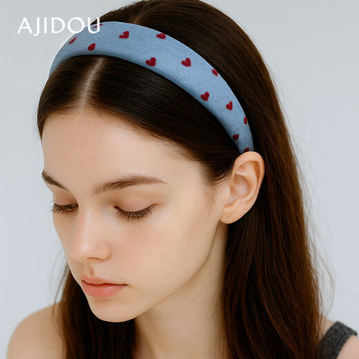 AJIDOU Ajidou hair accessories women's love polka dot fashion headband fabric high skull headband daily versatile light blue 1 piece