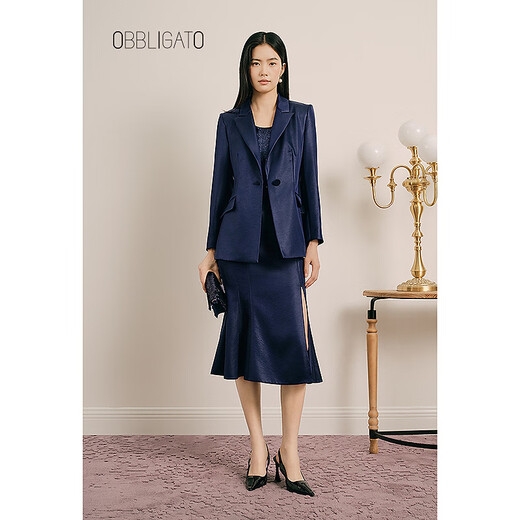 OBBLIGATO Origato spring midnight blue matte lapel collar one-button blazer midnight blue jacket S