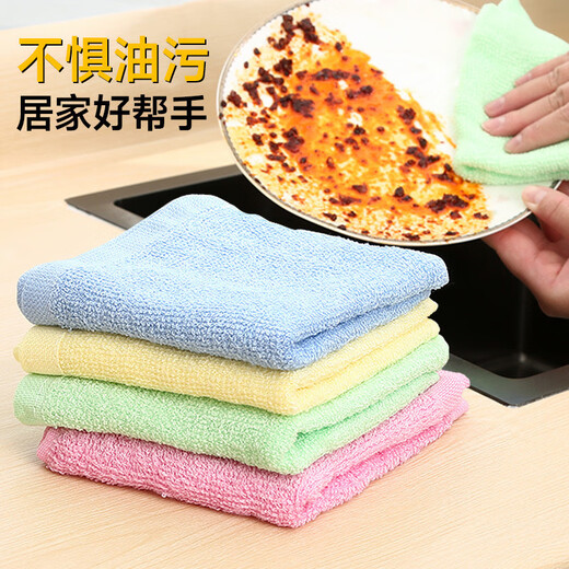 JCZS German dishwashing towel, thickened, not easy to hang oil, kitchen special wood fiber dishwashing towel, absorbent water and oil removal rag, thickened version 26*26cm, 10 pieces including independent packaging, German brand, upgraded and thickened, random colors