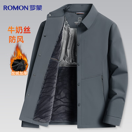 Romon velvet thickening jacket men's autumn and winter business casual executive lapel dad work jacket cotton jacket