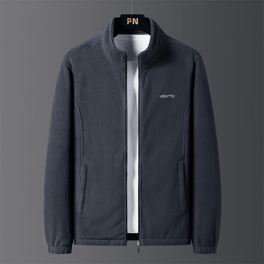 Fengxiao lamb velvet jacket winter new style for middle-aged and elderly men stand-up collar fashion versatile top fashion casual versatile jacket black regular style 2XL (recommended 130-145 Jin Jin equals 0.5 kg)