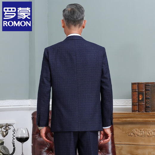ROMON high-end suit for middle-aged and elderly people, wedding dad, men's formal suit, father-in-law suit, middle-aged and elderly business casual, two-button pure black suit + trousers, free gift pack XL 180, free gift pack