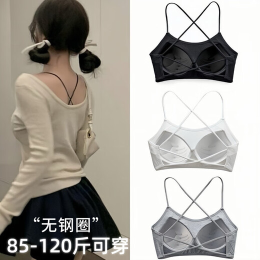 Sexy back hollow beautiful back tube top bra for women without rims to gather breasts, summer thin breathable bra, white - 1 piece, one size fits all (suitable for 85-120 Jin Jin equals 0.5 kg)