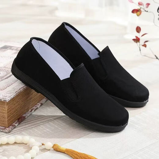 
Old Beijing cloth shoes men's shoes traditional thousand-layer sole breathable casual shoes one foot soft sole comfortable driving shoes work shoes black--all black sole cloth shoes 42