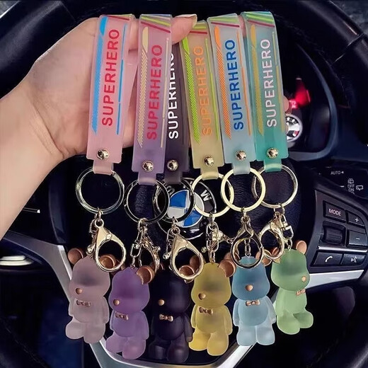 Crystal Bow Tie Bear Keychain Linda Girl Heart Heart Bear Keychain pareja colgante de mochila colgante - llavero de oso polar