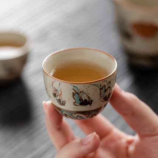 Xinyu Li Dunhuang Ru Kiln Travel Tea Set Portable Outdoor Quick Cup Ceramic Souvenir Men's Gift Souvenir