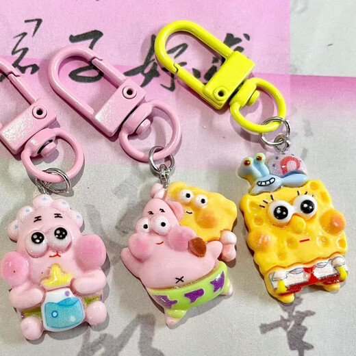 [SpongeBob SquarePants Patrick Star] Cartoon Cute Best Friend Keychain Couple Girl Pendant School Bag Accessories Gift SpongeBob SquarePants Random Pack