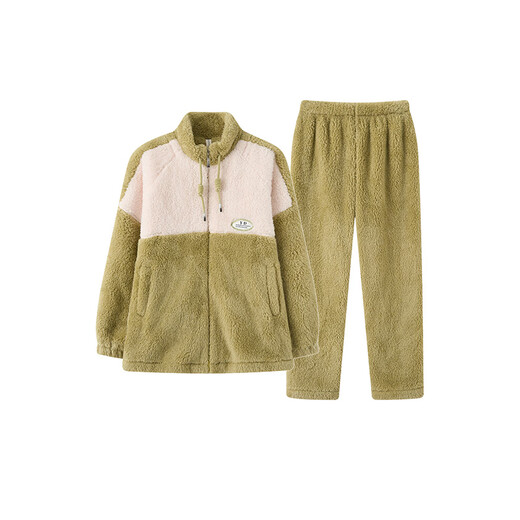 FENTENG women's pajamas double-sided Nanfu foam autumn and winter thickened velvet sports style stand-up collar outer wear women's home wear set