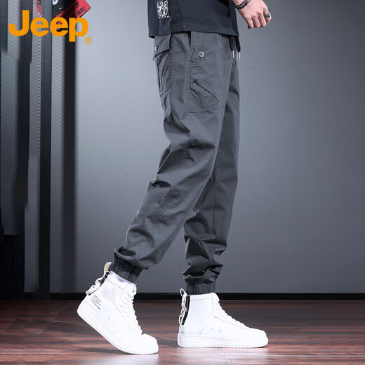 Jeep (JEEP) overalls men's casual pants leggings pants autumn and winter trendy loose long pants men gray XL