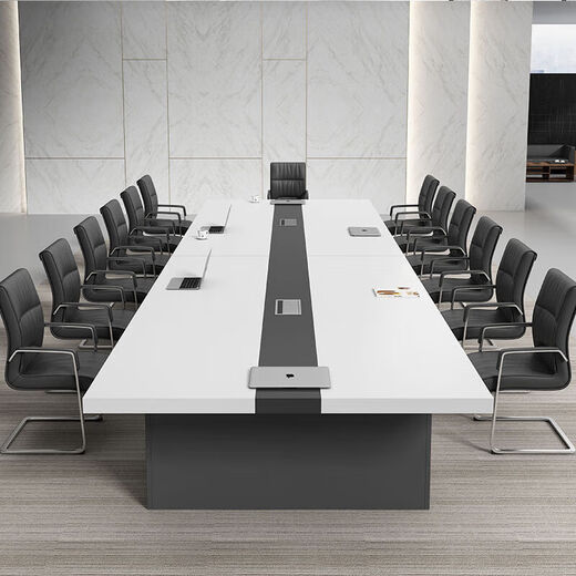 Nordic light luxury conference room office conference long table conference table and chair combination simple training modern negotiation table warm white + iron gray 2.0 meter conference table