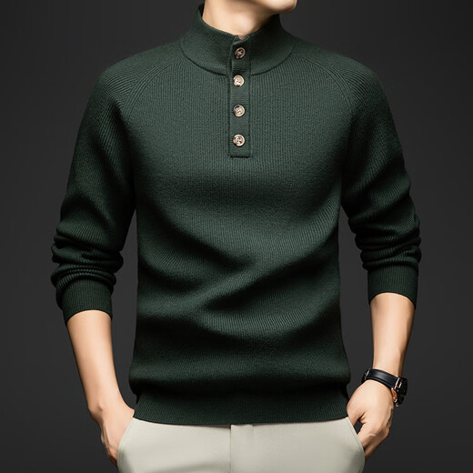 Bmuvlss light luxury men's high-end brand 2025 new raglan sleeve Henry collar sweater for men with business bottoming shirt for men black XL 115